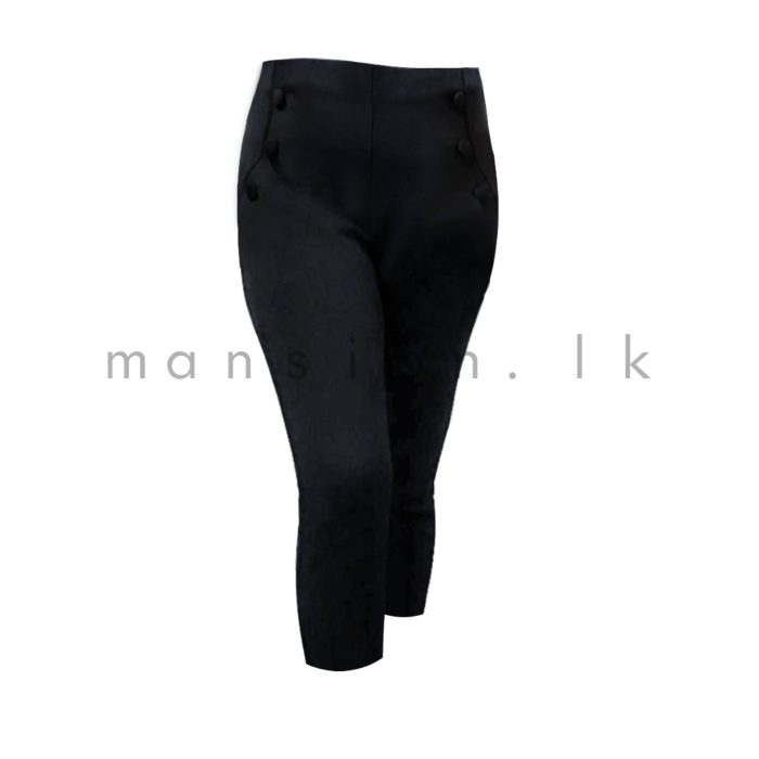 Button Detail Three Quarter Pant - Black - Image 1