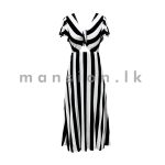 Front Knot Long Dress - B&W