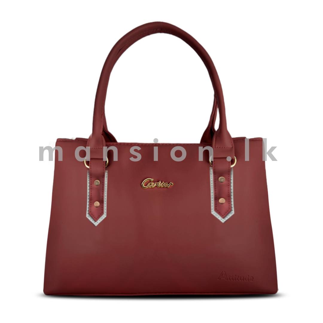 Two-Tone-Satchel-Handbag-Maroon.jpg Two Tone Satchel Handbag - Maroon - Image 1