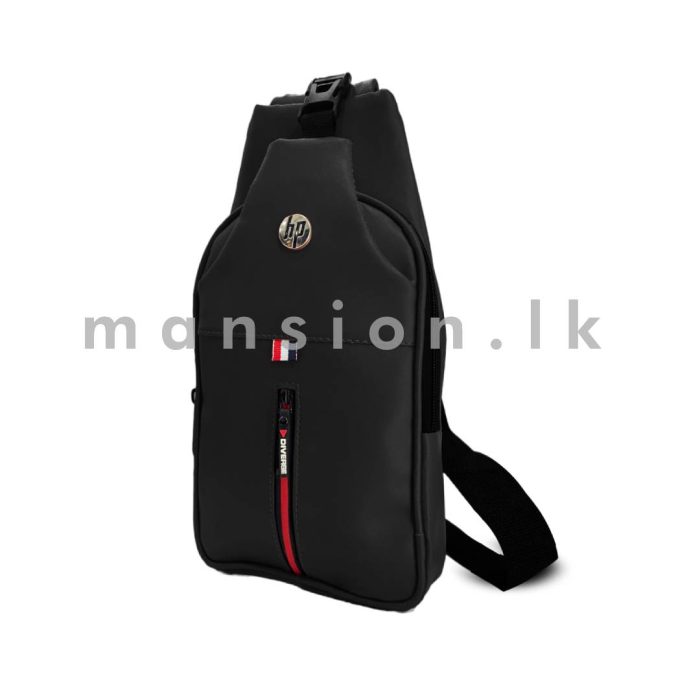 Vertical Zip Detail Men's Chest Bag - Black - Image 1