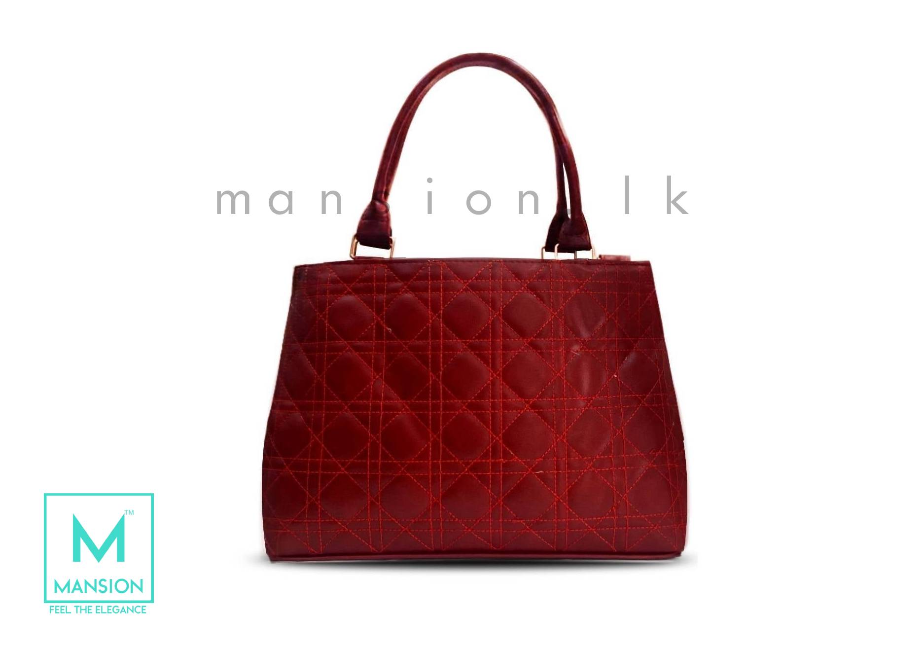 WEB-pic-template-Red.jpg Embroidered Satchel Handbag - Red - Image 1