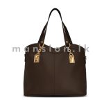 Wavy Top Satchel Handbag - Coffee