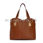 Wavy Top Satchel Handbag - Wood