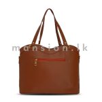 Wavy Top Satchel Handbag - Wood - Image 2