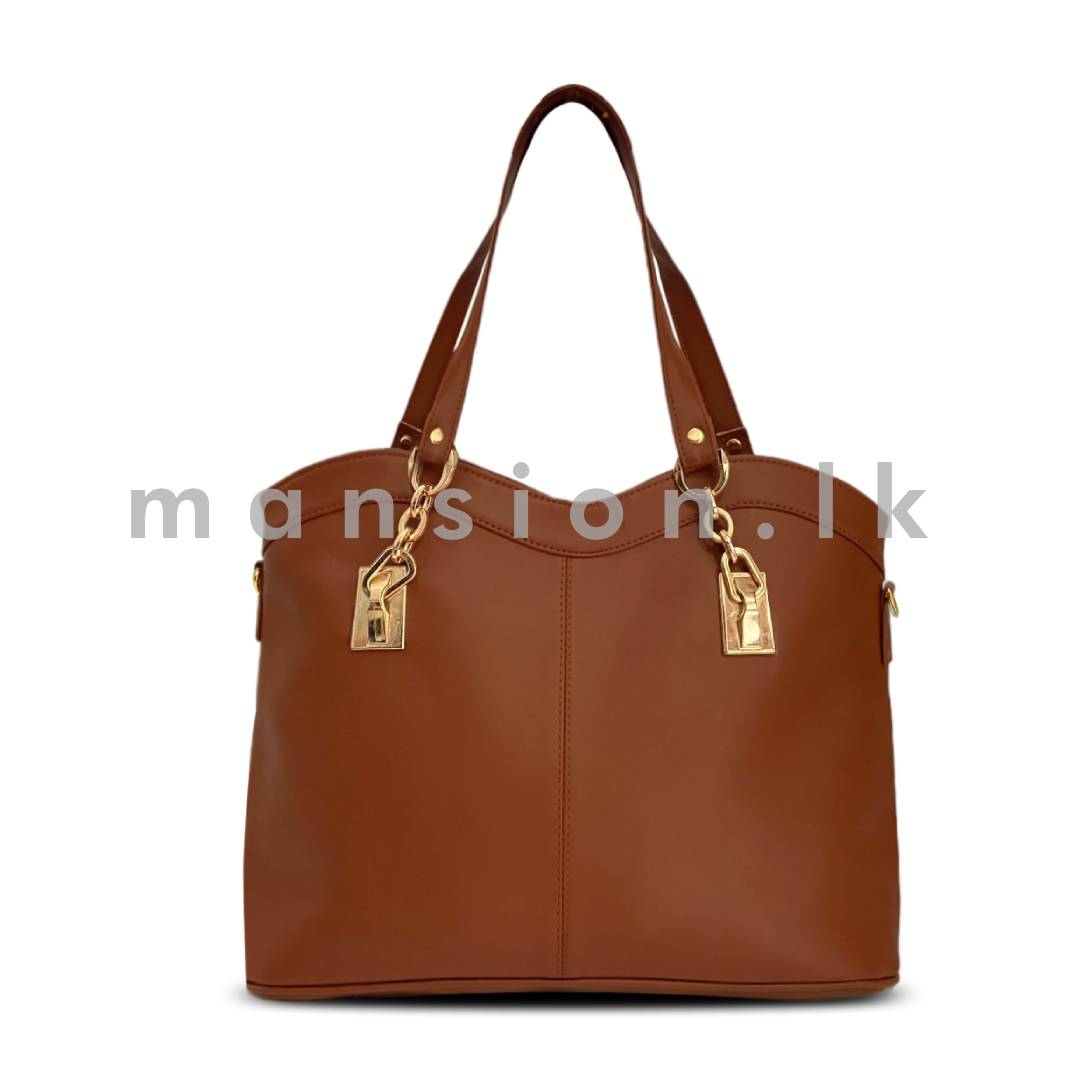 Wavy-Top-Satchel-Handbag-Wood.jpg Wavy Top Satchel Handbag - Wood - Image 1