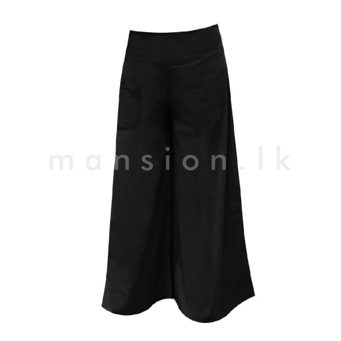 Wide Leg Linen Pant - Black - Image 1