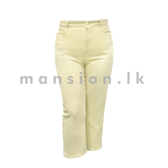Wide-Leg Three Quarter Jean - Pastel Yellow - Image 1