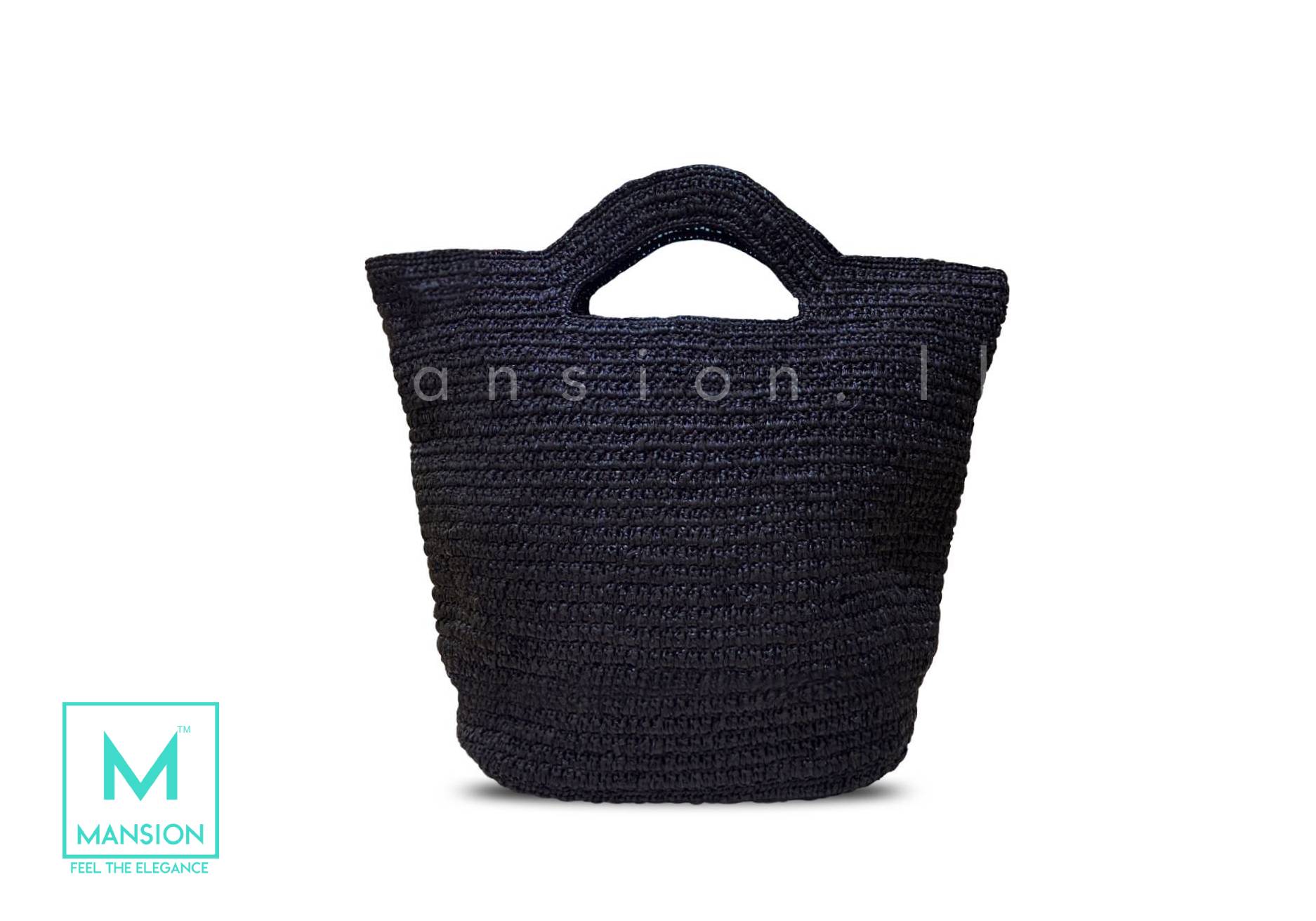 Woven-Basket-Bag-Black.jpg Woven Basket Bag - Black - Image 1
