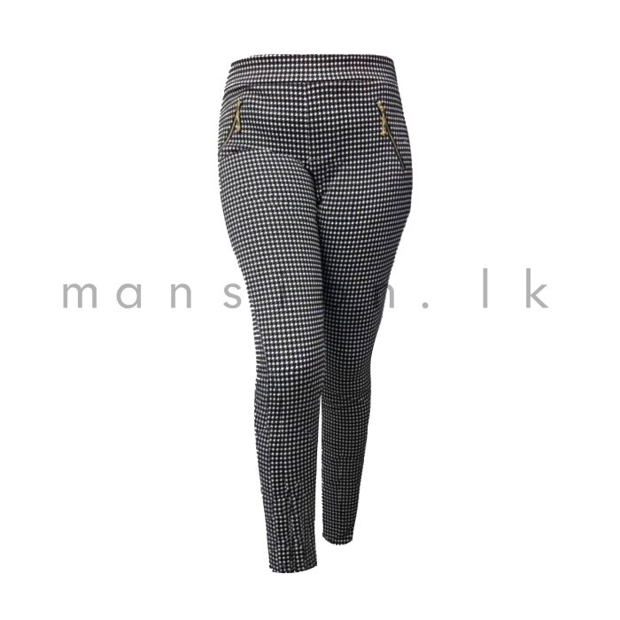 Zip Detail Skinny Stretch Pant - B&W Ptd - Image 1