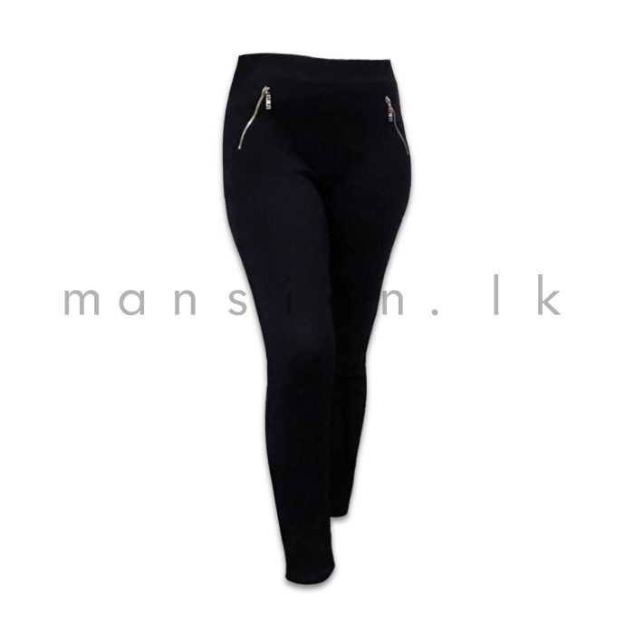 Zip Detail Skinny Stretch Pant - Black - Image 1