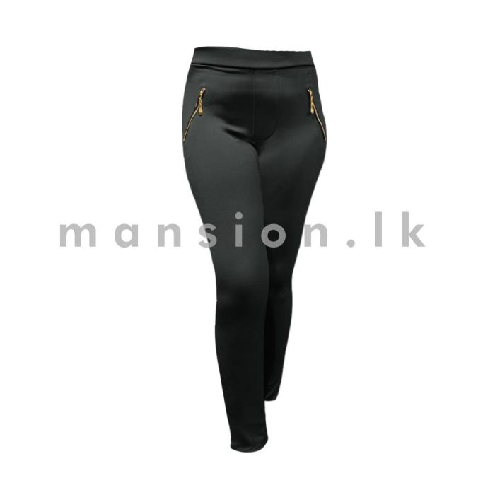 Zip Detail Skinny Stretch Pant - Grey - Image 1
