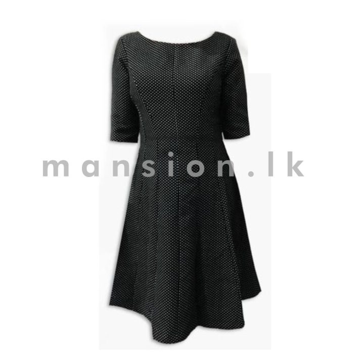 Black Dotted Flared Dress - Image 1