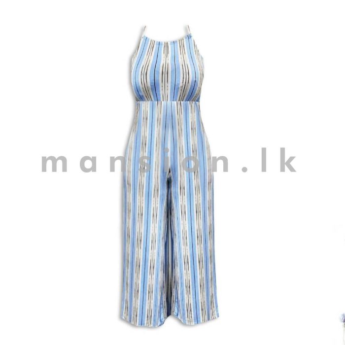 Halter Neck Striped Jumpsuit - Image 1