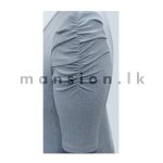 Ruche Sleeve Shimmer Dress - Ice Blue - Image 3