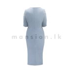 Ruche Sleeve Shimmer Dress - Ice Blue - Image 4