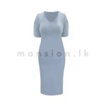 Ruche Sleeve Shimmer Dress - Ice Blue