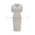 Ruche Sleeve Shimmer Dress - Silver