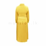 Button Open Long Dress with Belt - Yellow - Image 5
