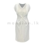 Front Twist Shimmer Midi Dress - White