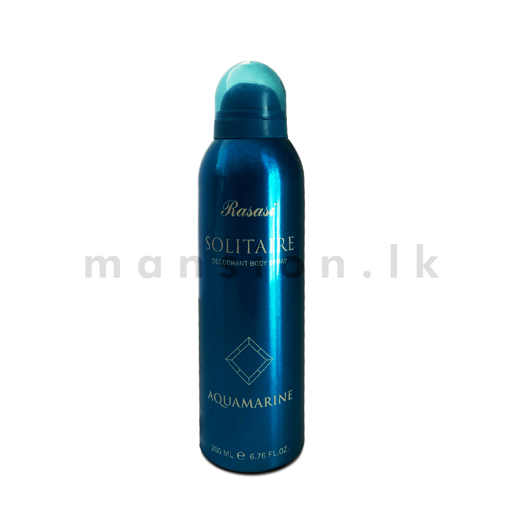 Ladies RASASI Solitaire Body Spray Aquamarine Ladies RASASI Solitaire Body Spray Aquamarine - 200ml - Image 1