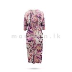 Cowl Neck Bodycon Dress - Pink Leafy - Image 4