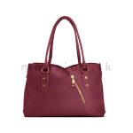 Slanted Front Zip Detail Satchel Handbag - Image 5