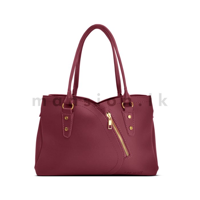 Slanted Front Zip Detail Satchel Handbag - Image 5