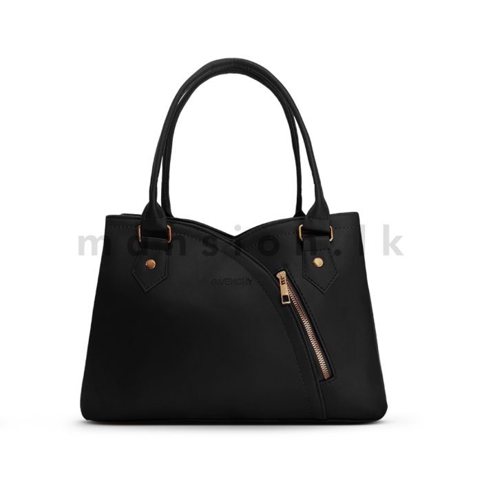 Slanted Front Zip Detail Satchel Handbag - Image 2