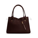 Slanted Front Zip Detail Satchel Handbag - Image 14