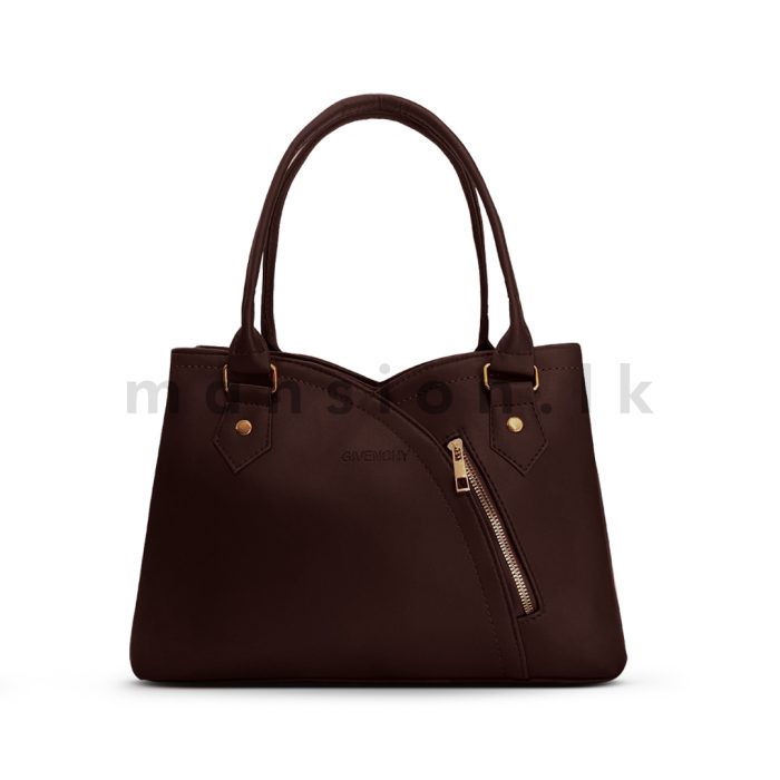 Slanted Front Zip Detail Satchel Handbag - Image 14