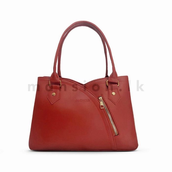 Slanted Front Zip Detail Satchel Handbag - Image 11