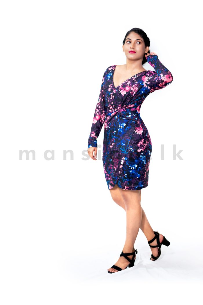 Side Knot Bodycon Dress - Purple - Image 1