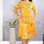 Printed Linen Dress - Orange