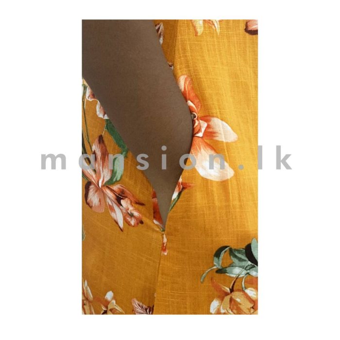 Printed Linen Dress - Orange - Image 6