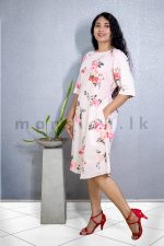 Printed Linen Dress - Pink