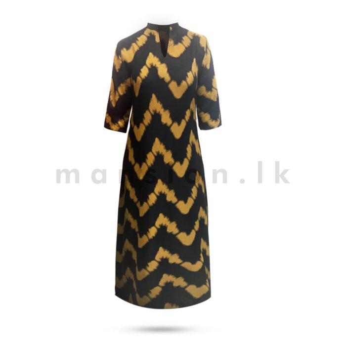 Half Sleeves Printed Dress - Black - Image 1