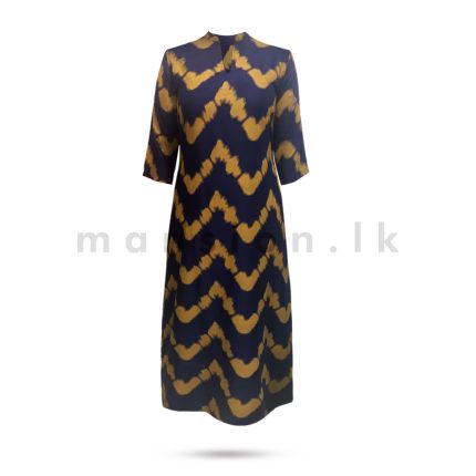 Half Sleeves Printed Dress - Blue