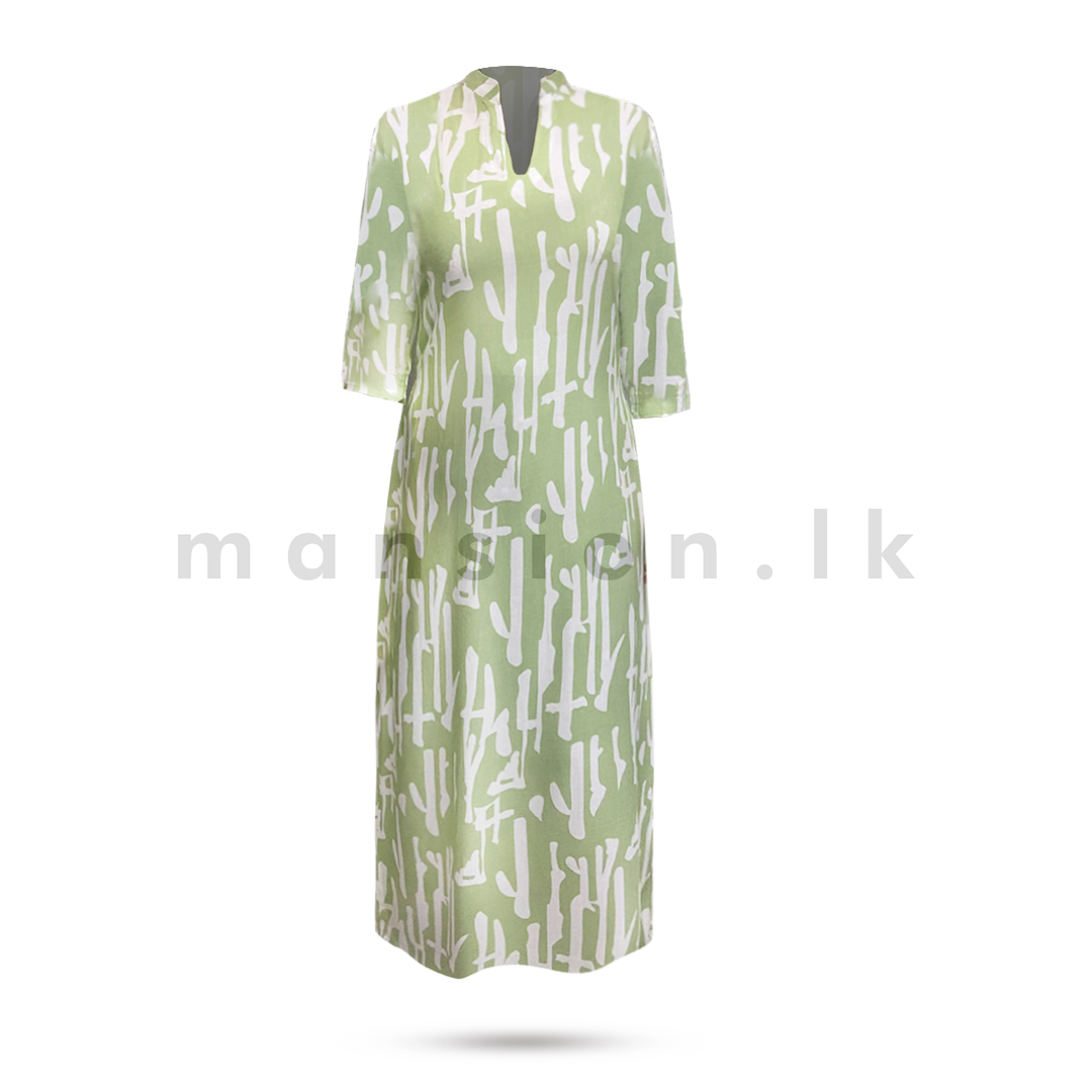 Half Sleeves Printed Dress - Green LD 8570 Half Sleeves Printed Dress - Green - Image 1