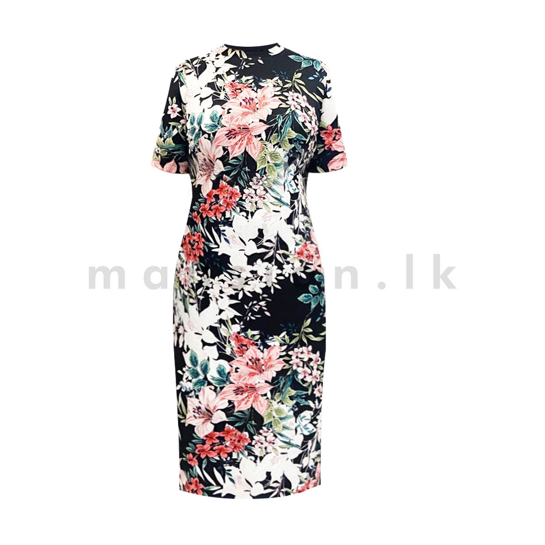 High Neck Bodycon Dress - Black LD 8657 High Neck Bodycon Dress - Black - Image 1