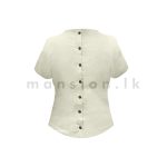 Back Open Linen Crop Top - Plain White - Image 2