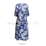Printed Linen Dress - Blue