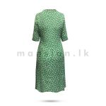 Printed Linen Dress - Green - Image 2