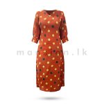 Slit Puff Sleeve Dress - Brown - Image 3