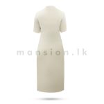 High Neck Bodycon Plain Dress - Ivory - Image 2
