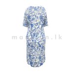 Printed Linen Dress - Blue Vines - Image 2
