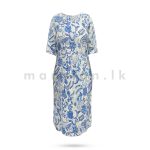 Printed Linen Dress - Blue Vines