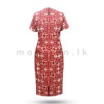 Linen Midi Dress - Red and White - Image 2