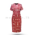 Linen Midi Dress - Red and White