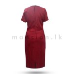 Linen Midi Dress - Red Stripes - Image 2