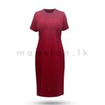Linen Midi Dress - Red Stripes